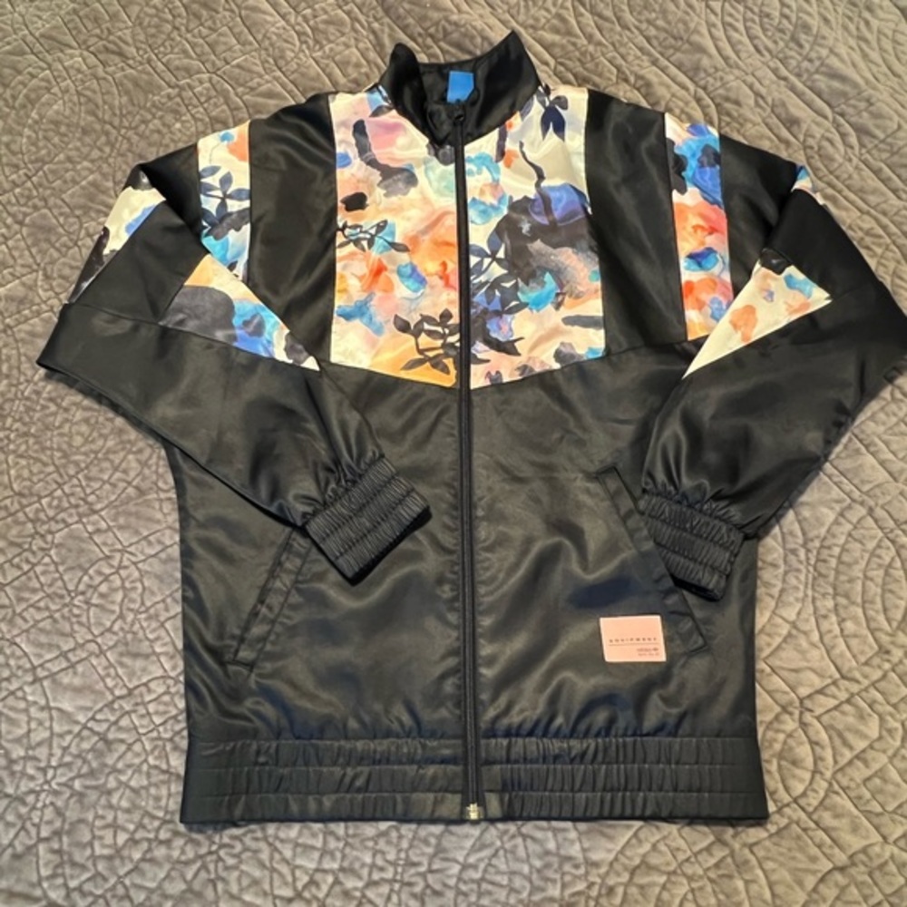 Adidas‎ Originals ADV 91-17 Floral Blue Satin Runners Jacket Girls Size US L
